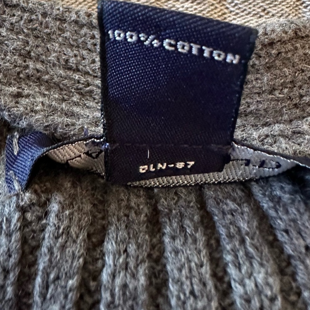Lands’ End 1X Gray Cotton V-Neck Sweater Oversized Slouchy Preppy Coastal - Picture 7 of 7